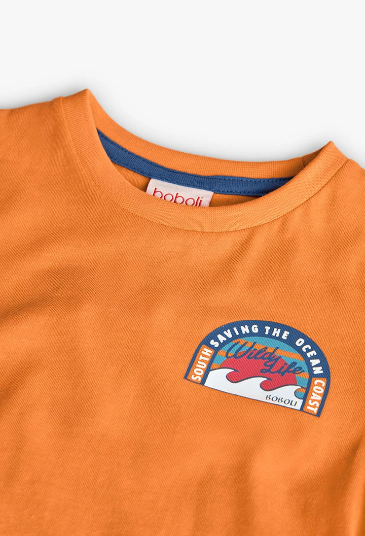 Camiseta de punto para bebé niño en color naranja