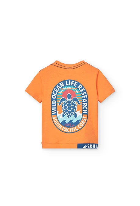 Baby-T-Shirt aus Strick in Orange.