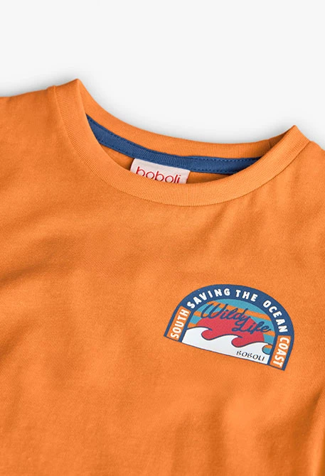 Baby-T-Shirt aus Strick in Orange.