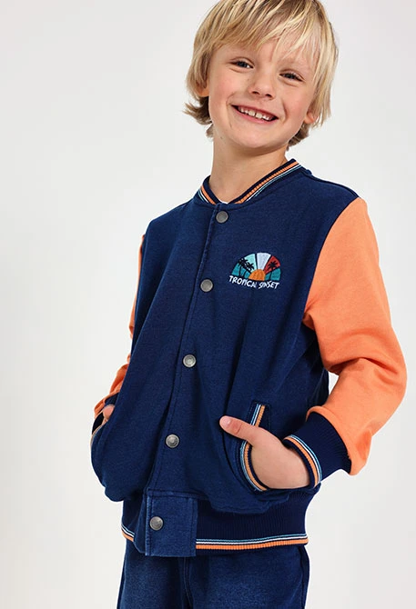 Cazadora de felpa para bebé niño en color azul