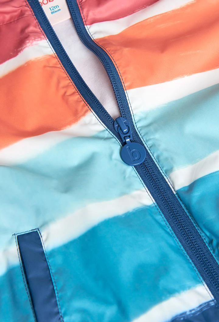 Parka para bebé menino com estampado em cor coral e aqua