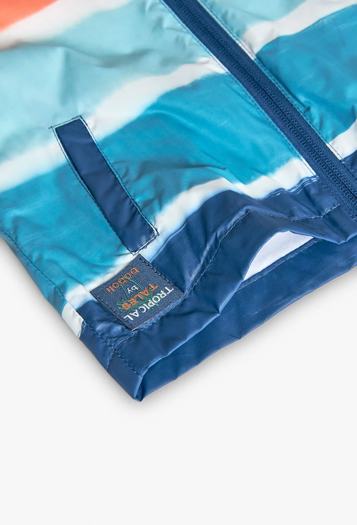 Parka para bebé menino com estampado em cor coral e aqua