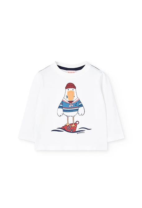 T-shirt garçon en maille blanche imprimée