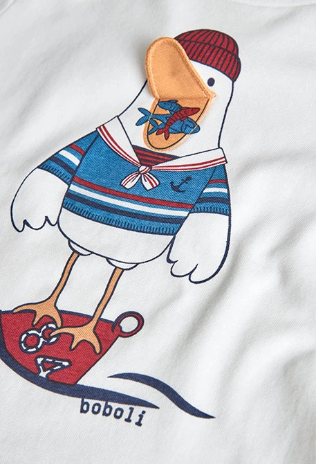 Maglietta bambino in maglia bianca stampata