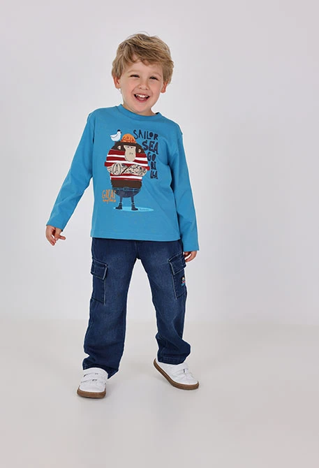 Pantalón denim niño en azul