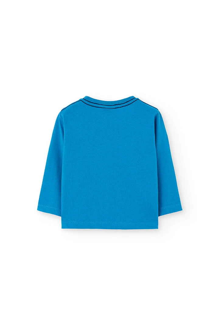 Blaues T-Shirt aus Strick für Jungen mit Seemannsgorilla