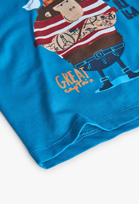 Maglietta bambino in jersey blu con gorilla marinaio