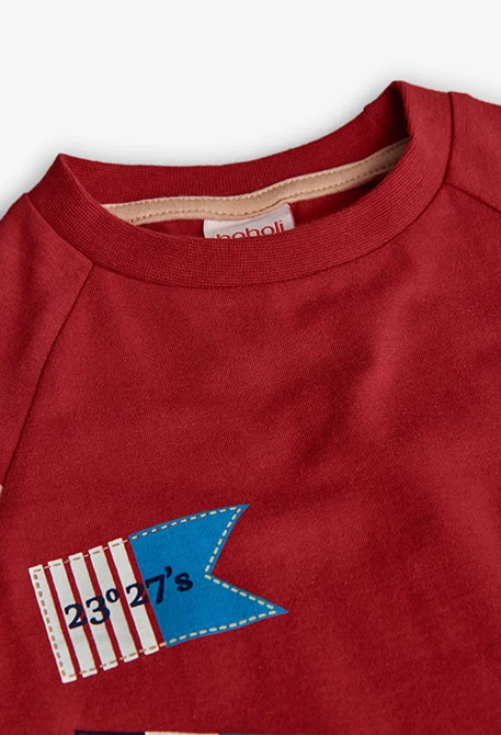 T-shirt garçon en maille grenat