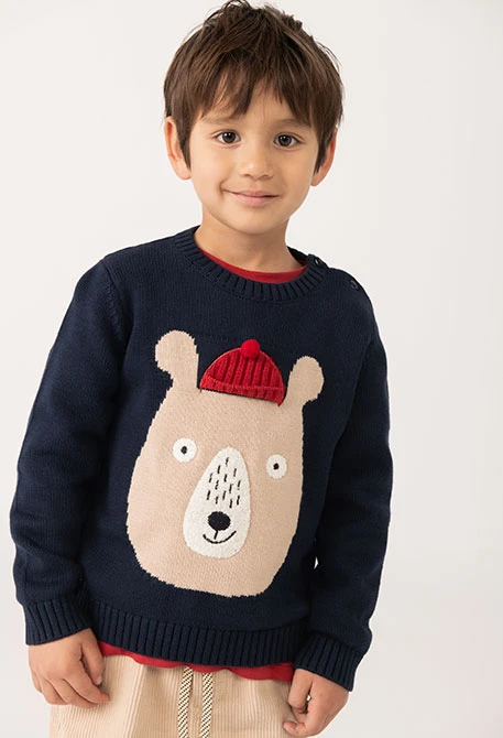 Navy blue knitted jumper for boy