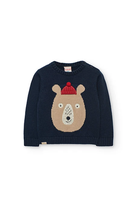 Maglione bambino in maglia blu navy
