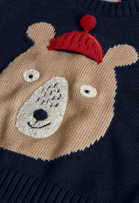 Pull garçon en tricot bleu marine