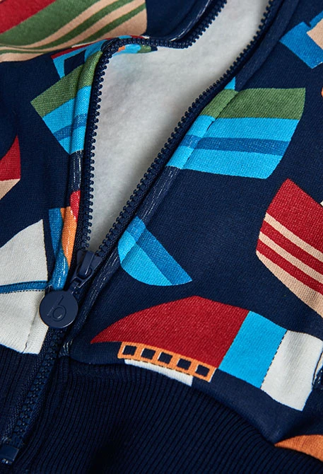 Chaqueta niño felpa azul marino barcos