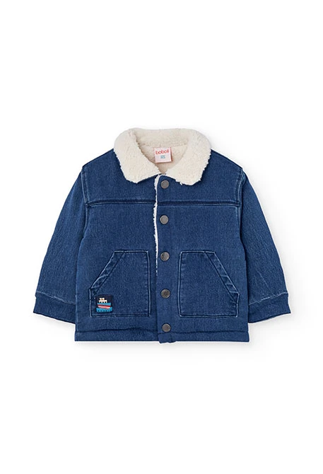 Blauer Strickblouson mit Schiffsaufnäher für Jungen