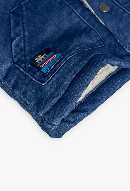 Giacca in maglia bambino blu con patch barca