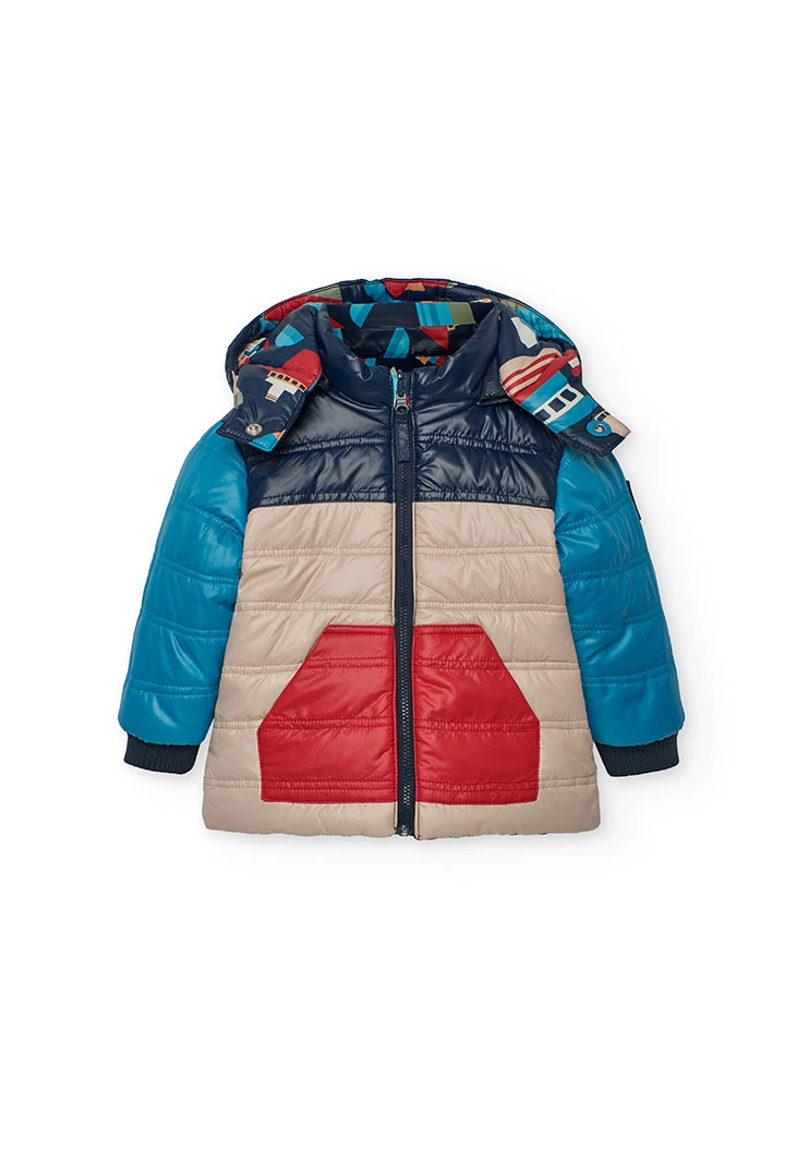 Parka garçon tissu technique réversible imprimé