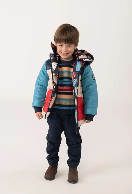 Boy´s reversible printed technical fabric parka