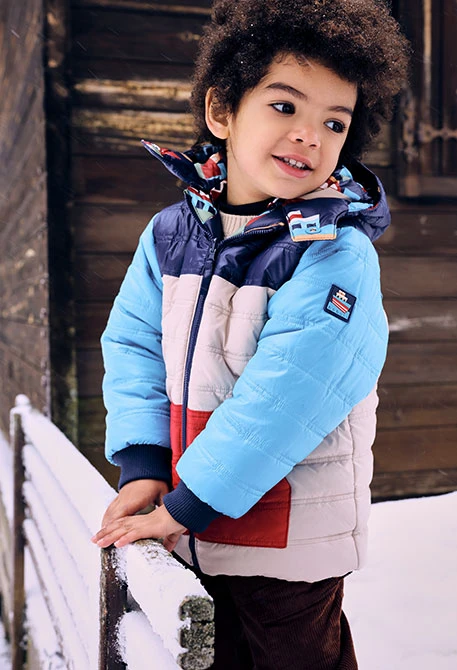 Parka garçon tissu technique réversible imprimé