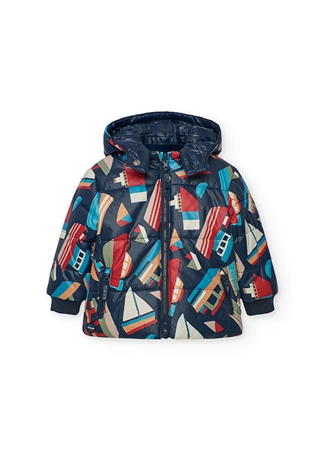 Parka nen teixit tècnic reversible estampat