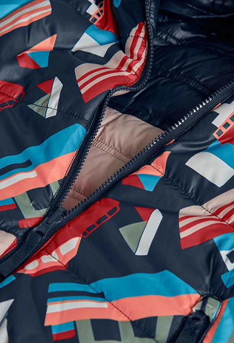 Parka garçon tissu technique réversible imprimé