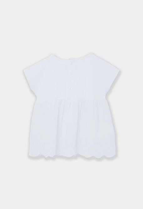 Camisola de menina de algodão branco