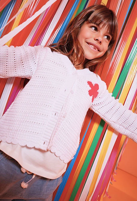 Casaco de malha branco para menina