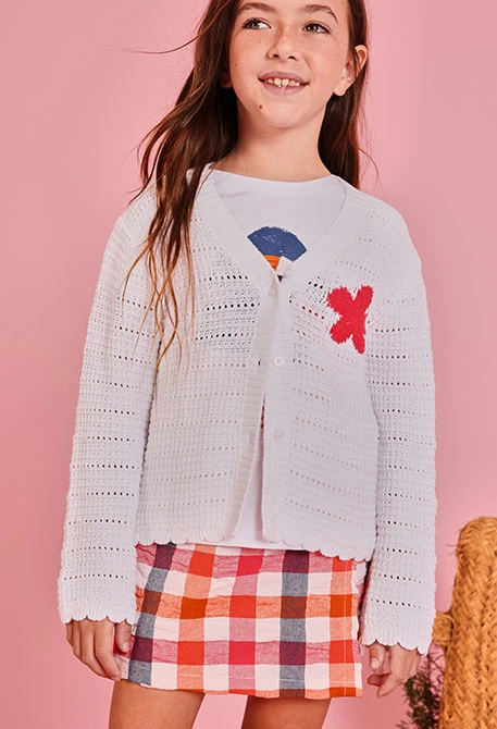 Veste tricotée blanche pour fille