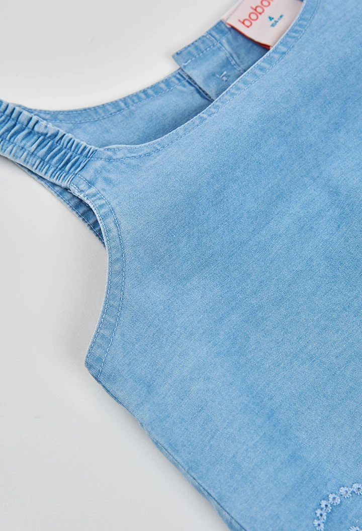 Besticktes Denim-Top im Bleach-Look