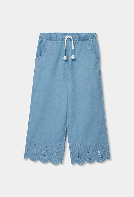 Pantalon fille denim délavé