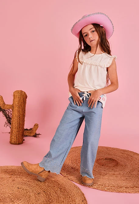 Calças menina denim bleach