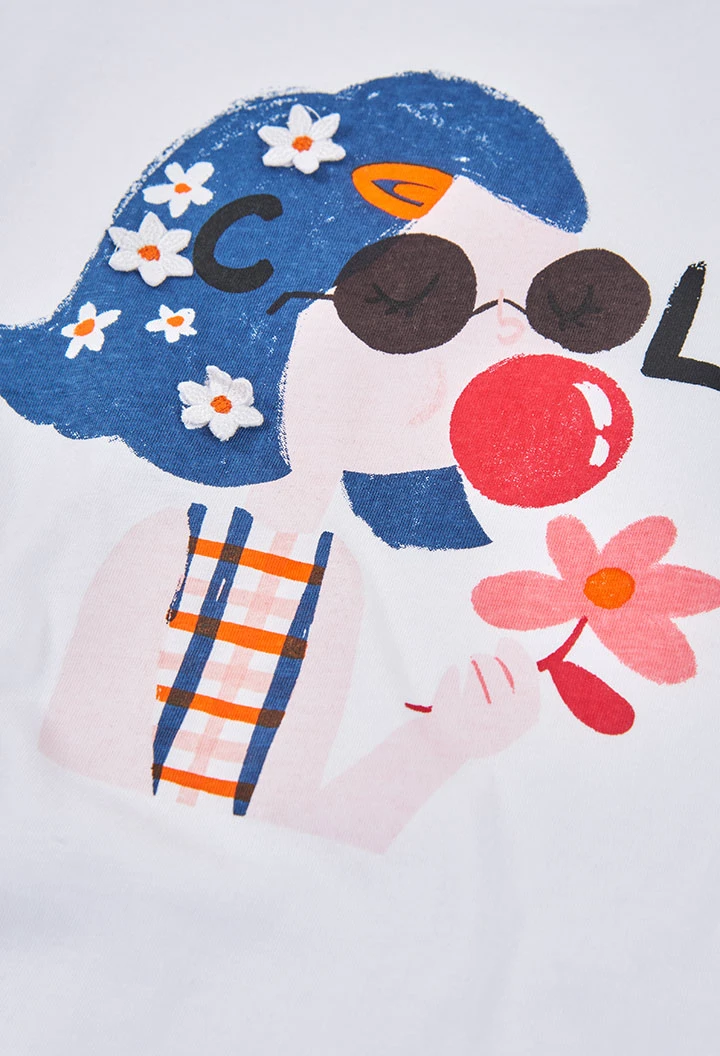 Girls’ cotton T-shirt with print
