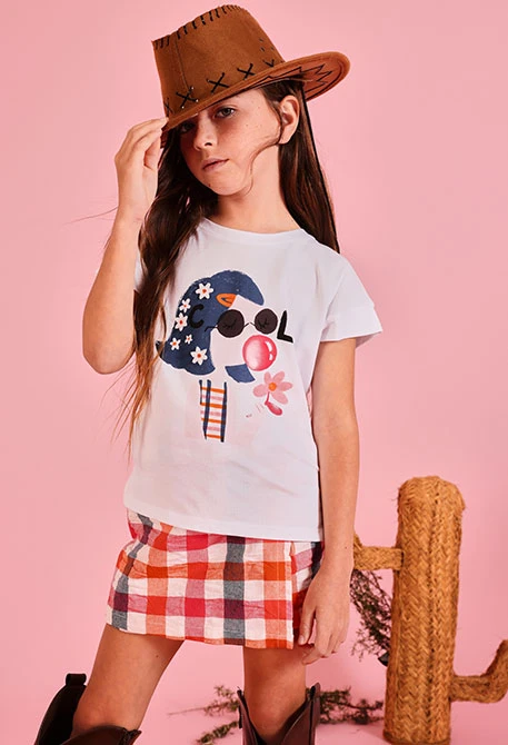 T-shirt en coton pour fille avec imprimé