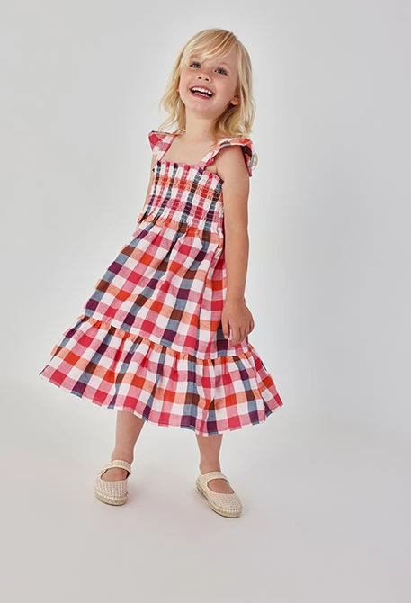 Checked poplin dress