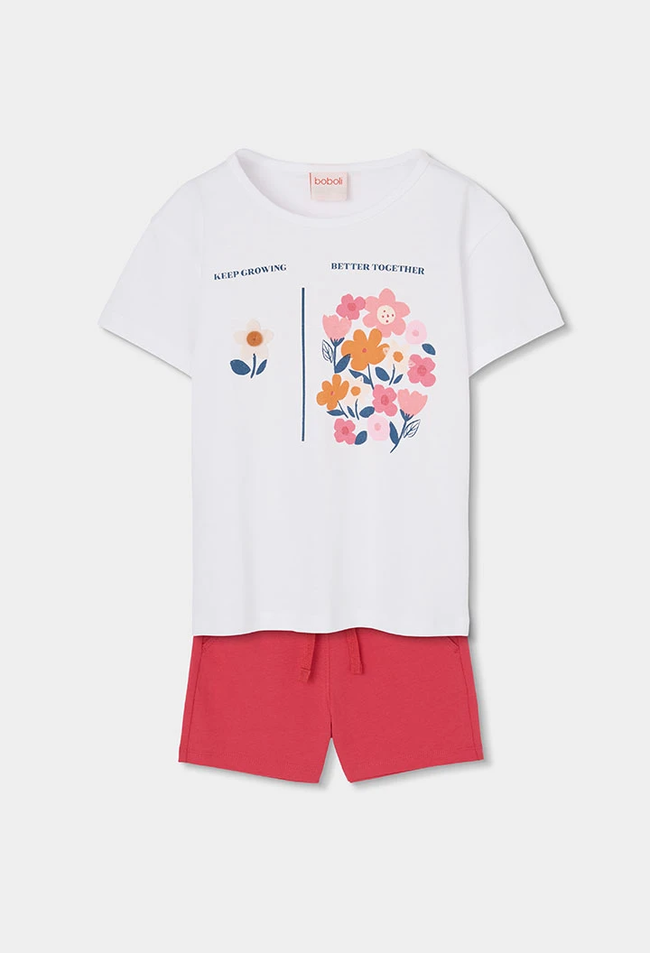 Completo bambina in maglia di cotone bianco