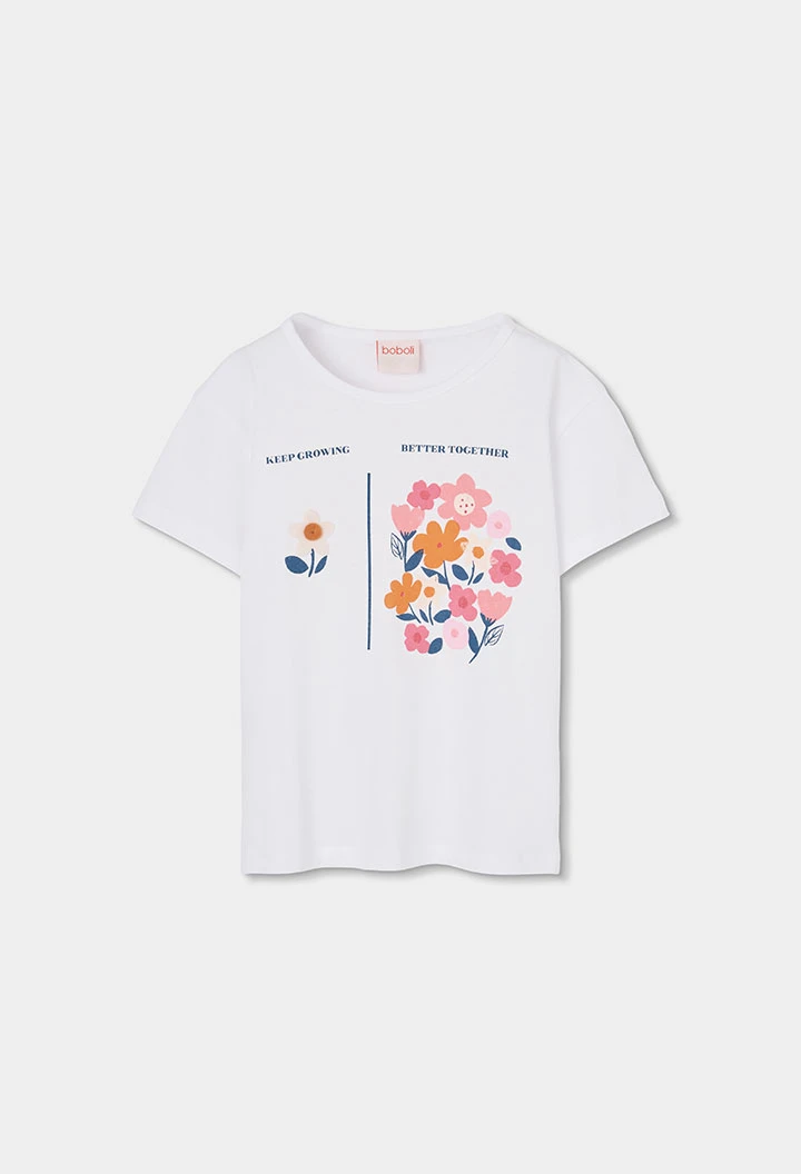 Completo bambina in maglia di cotone bianco