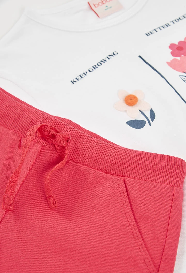 Completo bambina in maglia di cotone bianco