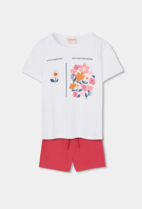 Conjunto niña punto algodón blanco