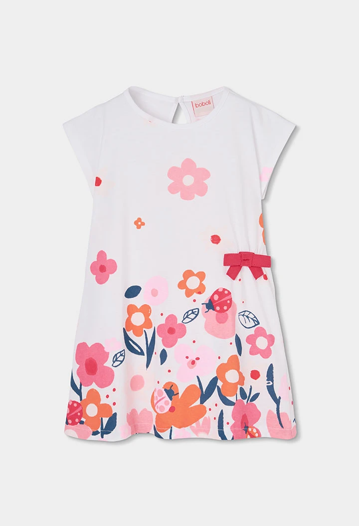 White knitted printed dress