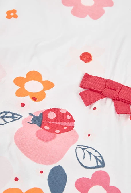 Vestido de malha branco estampado