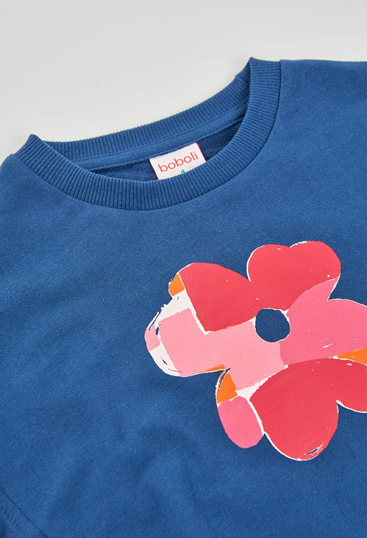 Felpa bambina cotone blu navy