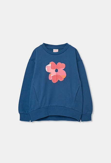 Mädchen-Sweatshirt aus Baumwolle in Marineblau