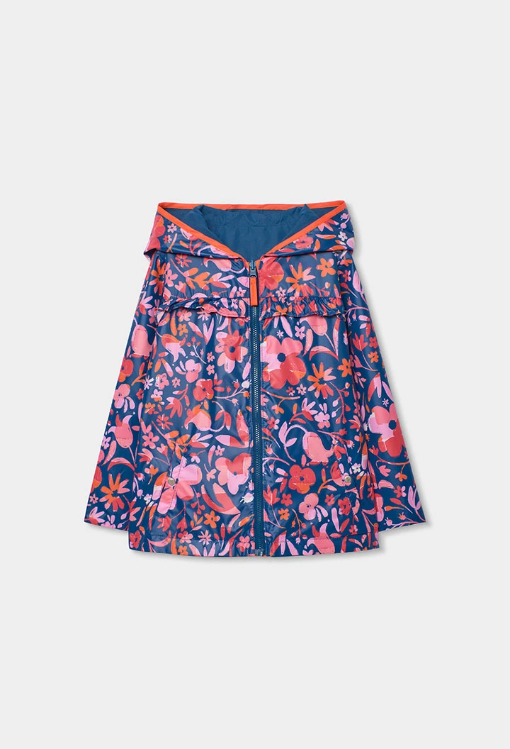 Girl?s reversible parka in navy blue technical fabric