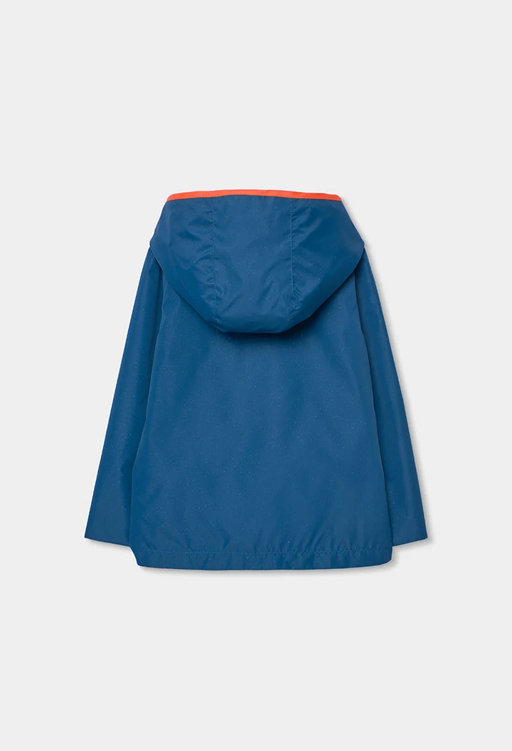 Parka fille réversible en tissu technique bleu marine