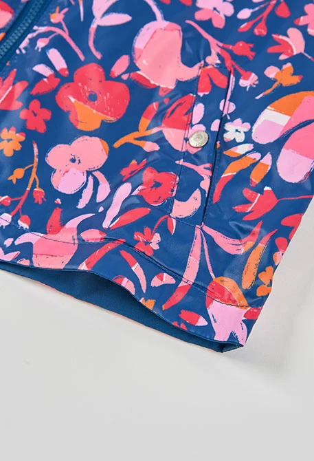 Wende-Parka für Mädchen aus technischem Material in Marineblau.