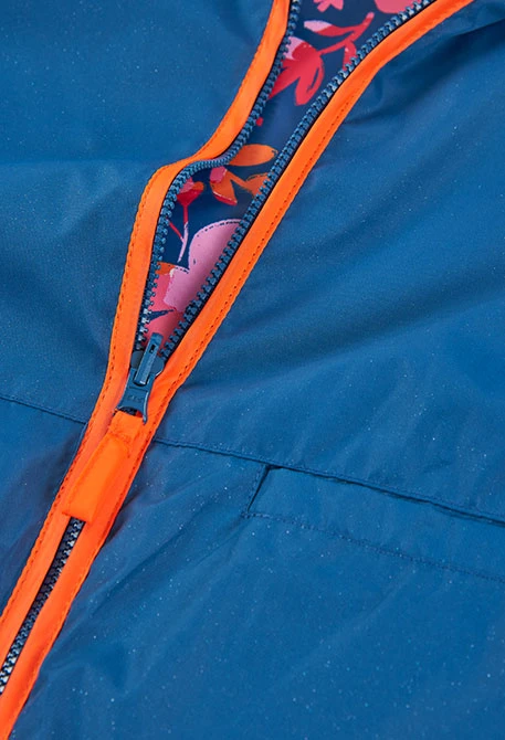 Girl?s reversible parka in navy blue technical fabric