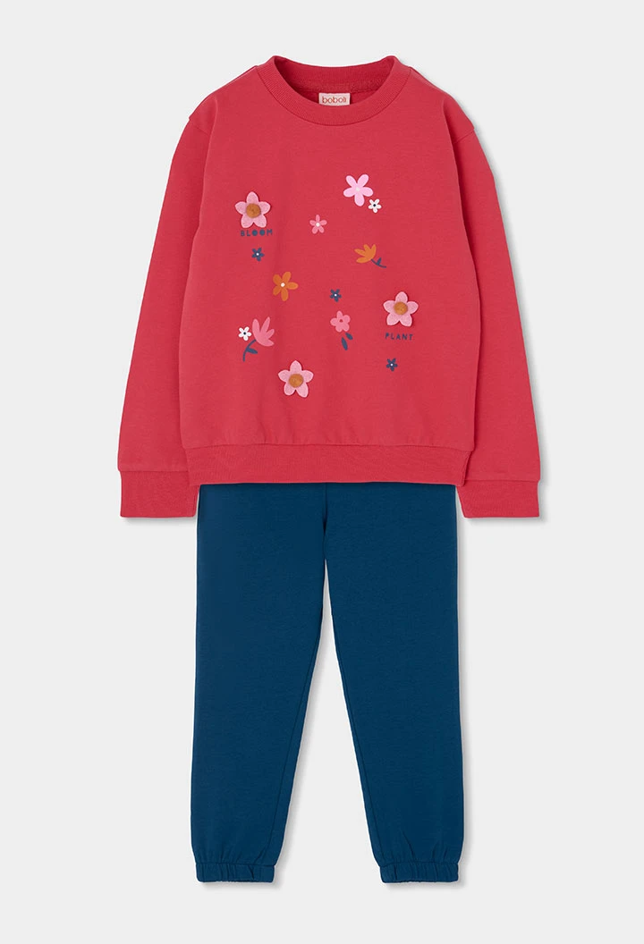 Ensemble fille coton rouge imprimé