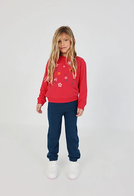 Conjunto menina algodão vermelho estampado