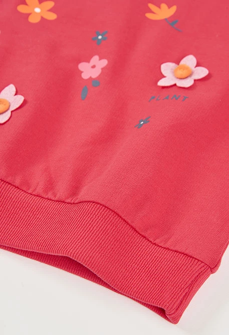 Conjunto niña algodón rojo estampado