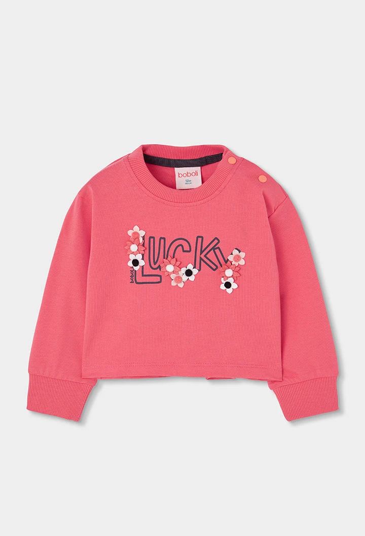 T-shirt en maille fille fraise imprimé fleurs