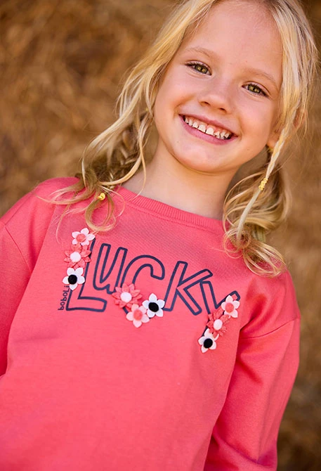 Camiseta punto niña fresa estampado flores