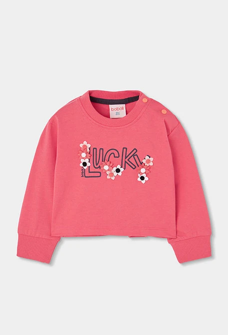 T-shirt en maille fille fraise imprimé fleurs